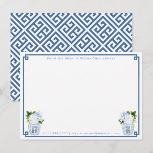 Chinoiserie Chic Blauw Groen Gepersonaliseerde Gri Bedankkaart