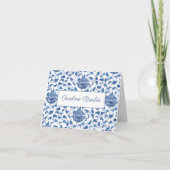 Chinoiserie Chic Blauw-Wit Bruidsdiner Bedankkaart (Voorkant)
