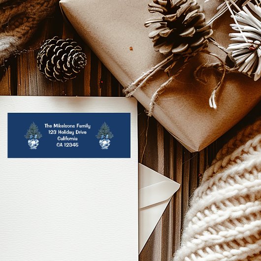 Chinoiserie Chic Blue Christmas Etiket