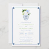 Chinoiserie Chic Blue & Green Ginger Jar Wedding Kaart (Voorkant)