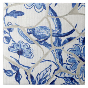 Chinoiserie Chic Blue White Chinese vogel in boom Tegeltje