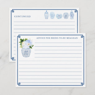 Chinoiserie Chic Blue & White Wedding Advice Card Kaart