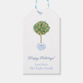 Chinoiserie Chic Citrus Oranje Tree Prettige feest Cadeaulabel (Voorkant)