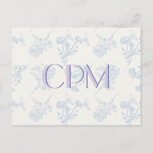 Chinoiserie Chic Floral Monogrammed Briefkaart (Voorkant)