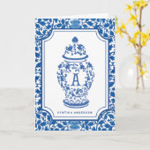 Chinoiserie Chic GingerJar | Monogram A | Opmerkin Kaart (Gele Bloem)