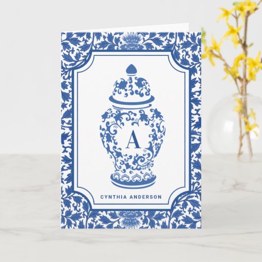 Chinoiserie Chic GingerJar | Monogramme | Carte de (Fleur jaune)