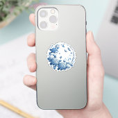 Chinoiserie Chic, Hydrangeas en Bluebirds Krans Sticker (Telefoon)