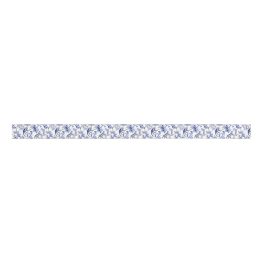 Chinoiserie Chic Oerwoud Toile | Blauw-wit Grosgrain Lint (Voorkant)