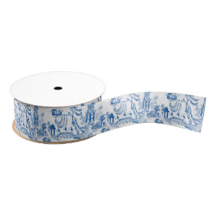 Chinoiserie Chic Pagoda Blauw en wit Grosgrain Lint