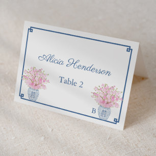 Chinoiserie Chic Rose Et Marine Mariage Carte Plac