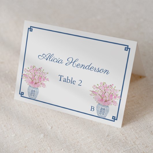 Chinoiserie Chic Rose Et Marine Mariage Carte Plac