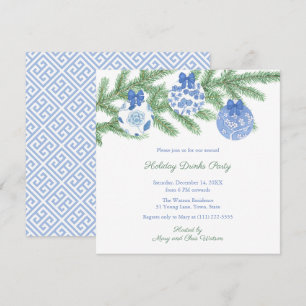 Chinoiserie Chic Vakantie Ornamenten Drinken Party Kaart