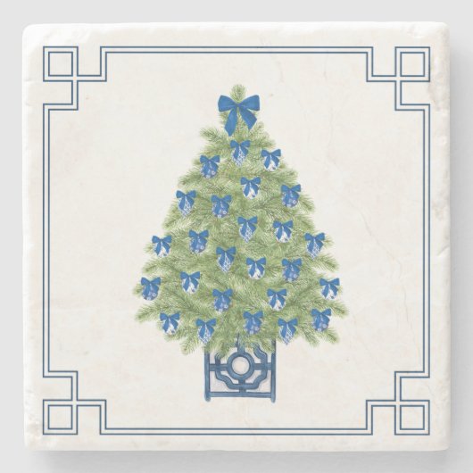 Chinoiserie Christmas Tree  Stenen Onderzetter (Voorkant)