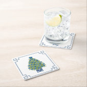 Chinoiserie Christmas Tree  Vierkante Kartonnen Onderzetter (Insitu)
