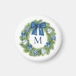 Chinoiserie Christmas Wreath Monogram Magneet