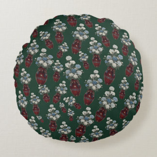 Chinoiserie Chrysanthemum Vazen Bosgroen Rond Kussen