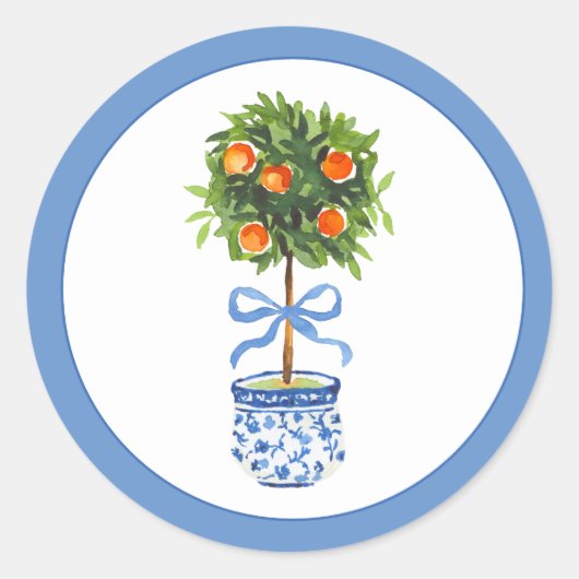 Chinoiserie Citrus Topiary Ronde Sticker (Voorkant)