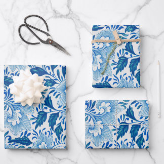 Chinoiserie Classic Aziatisch Bloemen Wit Blauw Inpakpapier Vel