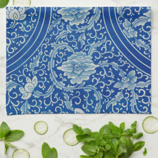 Chinoiserie Classic Chinees Bloemen Blauw Wit Theedoek
