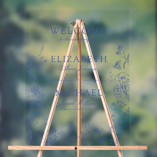 Chinoiserie classique Bleu Victorien Floral Mariag (Neutre)