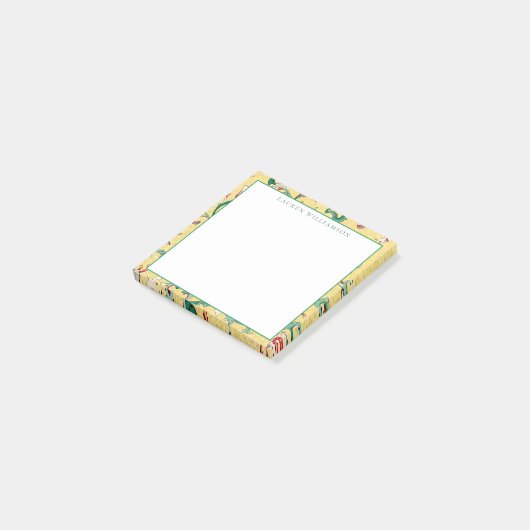 Chinoiserie classique jaune et verte Notes post-it (Incliné)