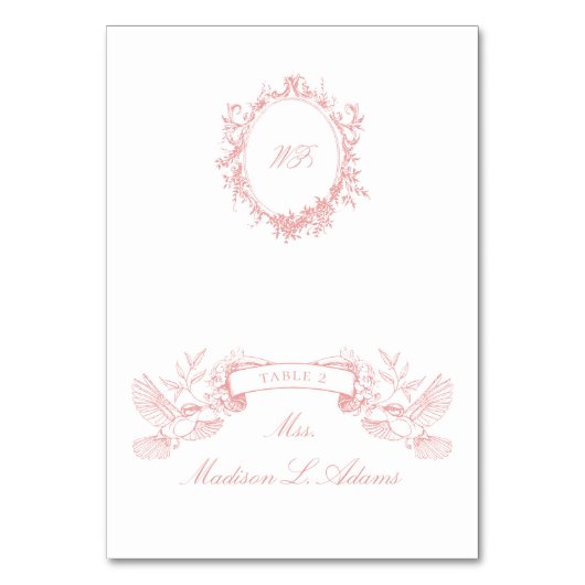 Chinoiserie Classique Oiseaux Roses Carte de Nom P (Par défaut)