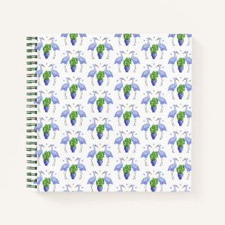 Chinoiserie Crane en Monstera Spiral Notitieboek