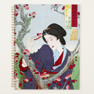 Chinoiserie Dame japonaise et fleur de cerisier ro