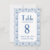 Chinoiserie Delft Blue Motif Numéro de table (Devant)