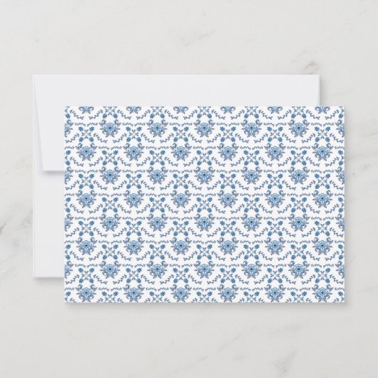 Chinoiserie Delft Blue Pattern・Custom Wedding RSVP (Achterkant)