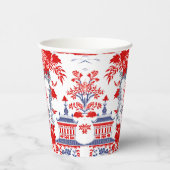  Chinoiserie Delft Frans Blauw monogram Papieren Bekers (Rechts)