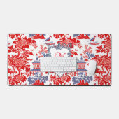 Chinoiserie Delft Frans rood blauw monogram Bureaumat (Keyboard & Muis)