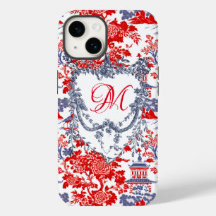 Chinoiserie Delft Frans rood blauw monogram Case-Mate iPhone 14 Hoesje
