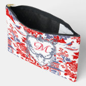 Chinoiserie Delft Frans rood blauw monogram Etui (Open)