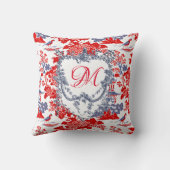 Chinoiserie Delft Frans rood blauw monogram Kussen (Achterkant)