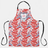 Chinoiserie Delft Frans rood blauw monogram Schort (Voorkant)
