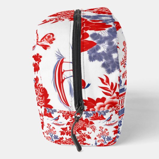 Chinoiserie Delft Frans rood blauw monogram Toilettasje (Rechts)
