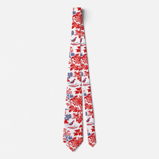 Chinoiserie Delft Frans rood blauw Stropdas (Voorkant)