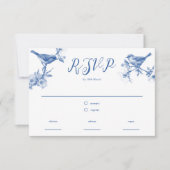 Chinoiserie Delfts Blauwe Vogels Lente RSVP kaart (Voorkant)