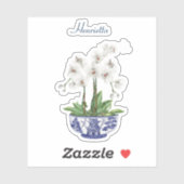 Chinoiserie d'orchidée blanche avec Sticker Vinyl  (Feuille)