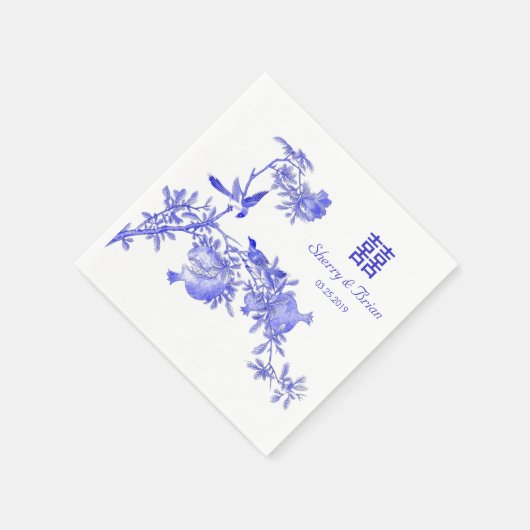 Chinoiserie Double Happiness Chinese bruiloft Servet (Hoek)