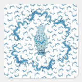 Chinoiserie Dragon Ginger Jar Jars Vierkante Sticker (Voorkant)