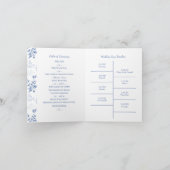 Chinoiserie Elegant Blauw Bloemen Bruiloft Program (Binnen)