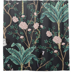 Chinoiserie Exotic Birds: Bananenboomwand Douchegordijn