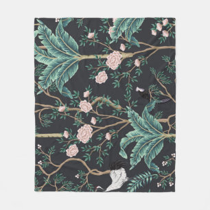 Chinoiserie Exotic Birds:  Bananenboomwand Fleece Deken