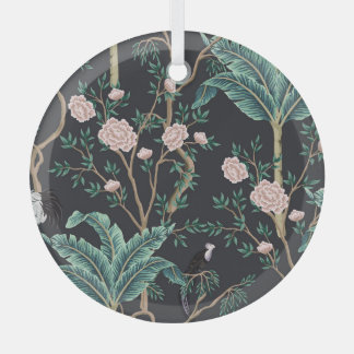 Chinoiserie Exotic Birds: Bananenboomwand Glas Ornament