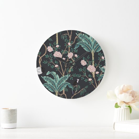 Chinoiserie Exotic Birds: Bananenboomwand Grote Klok (Huis)