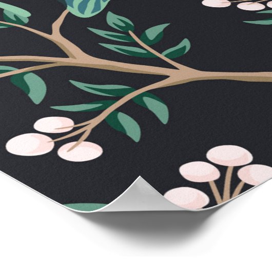 Chinoiserie Exotic Birds: Bananenboomwand Poster (Hoek)