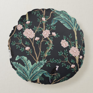 Chinoiserie Exotic Birds: Bananenboomwand Rond Kussen