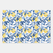Chinoiserie Fleurs Bleues Citrons Feuille Mariage (Devant 2)